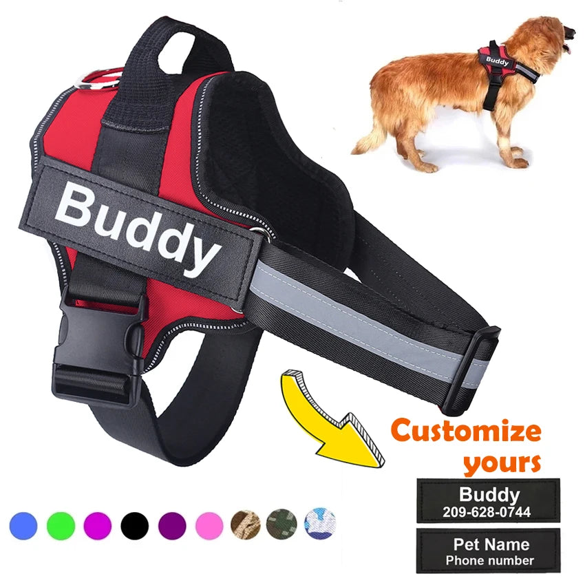 Personalised NO PULL Reflective Breathable Dog Harness